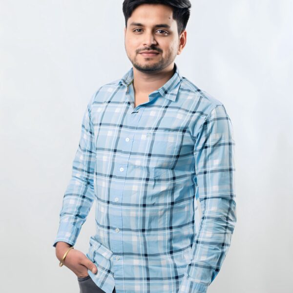 Full Sleeve Sky Blue Check's Shirt