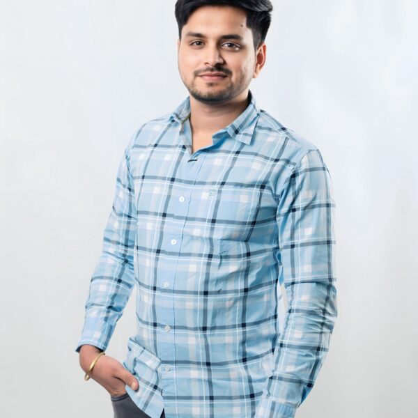 Full Sleeve Sky Blue Check's Shirt