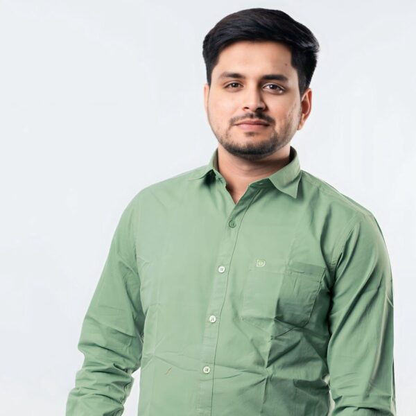 Men Full Sleeve Plain Light Green Shirt