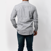 a man in a striped shirt