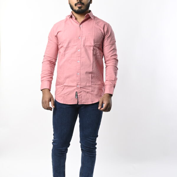 Men Full Sleeve Plain Pink Shirt