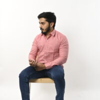 Men Full Sleeve Plain Pink Shirt - Image 4