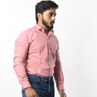 Men Full Sleeve Plain Pink Shirt - Image 6