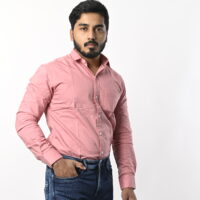 Men Full Sleeve Plain Pink Shirt - Image 7