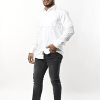 Men Full Sleeve Plain white Shirt - Image 2