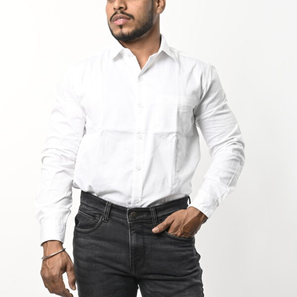 Men Full Sleeve Plain white Shirt