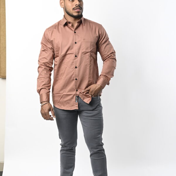 Men Full Sleeve Peachy Pink Shirt