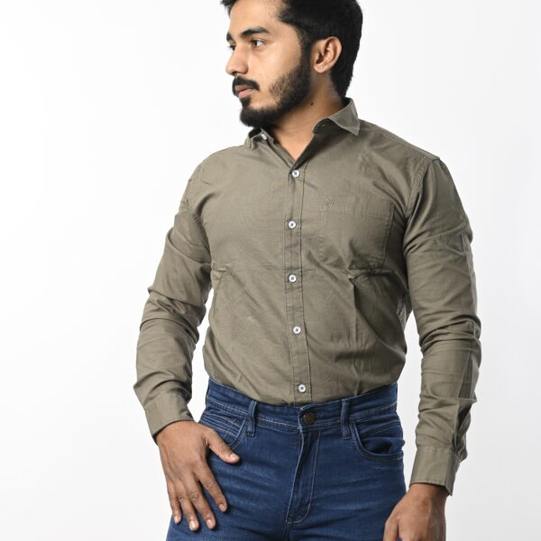Men Full Sleeve Dark Gray Shirt