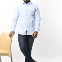 Men Full Sleeve Light Blue Shirt - Image 4
