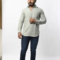 Men Full Sleeve Light Gray Shirt - Image 2