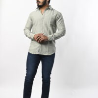 Men Full Sleeve Light Gray Shirt - Image 3