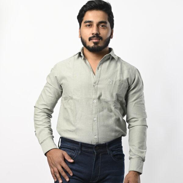 Men Full Sleeve Light Gray Shirt