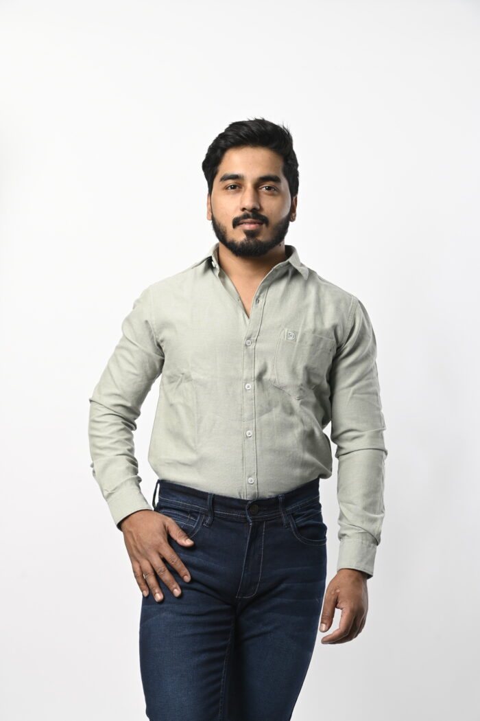 Men Full Sleeve Light Gray Shirt