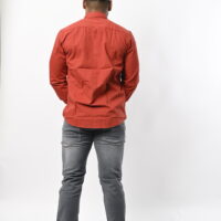 Men Full Sleeve Orange Shirt - Image 3