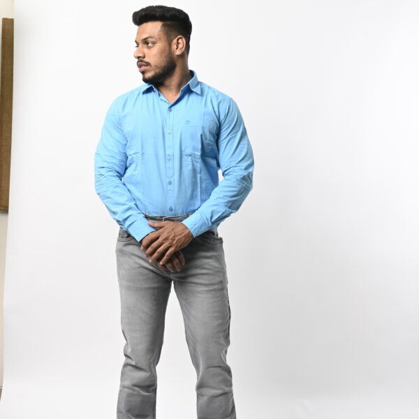 Men Full Sleeve Sky Blue Shirt