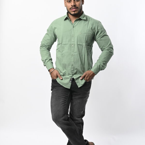 Men Full Sleeve Green Shirt