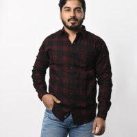 Full Sleeve Brown Black Check's Shirt - Image 3