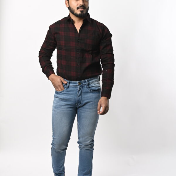 Full Sleeve Brown Black Check's Shirt