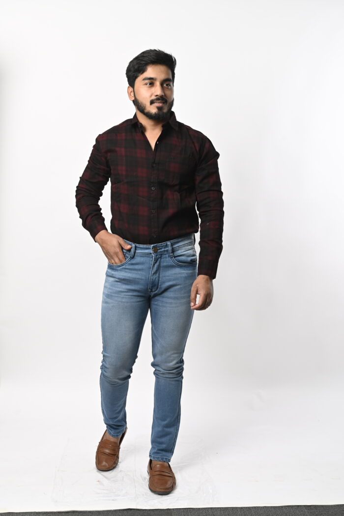 Full Sleeve Brown Black Check's Shirt