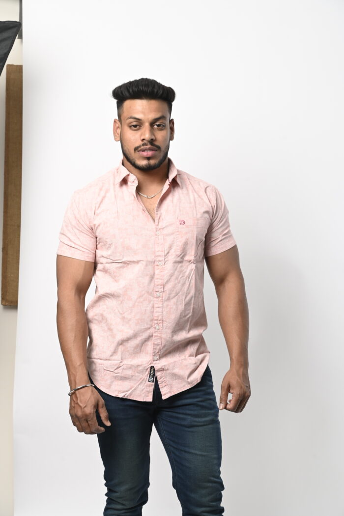 Short Sleeve Pink Printed Shirt