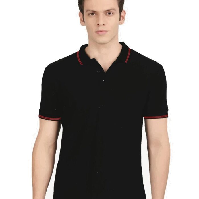 Black with Red Tipping Polo T-Shirt