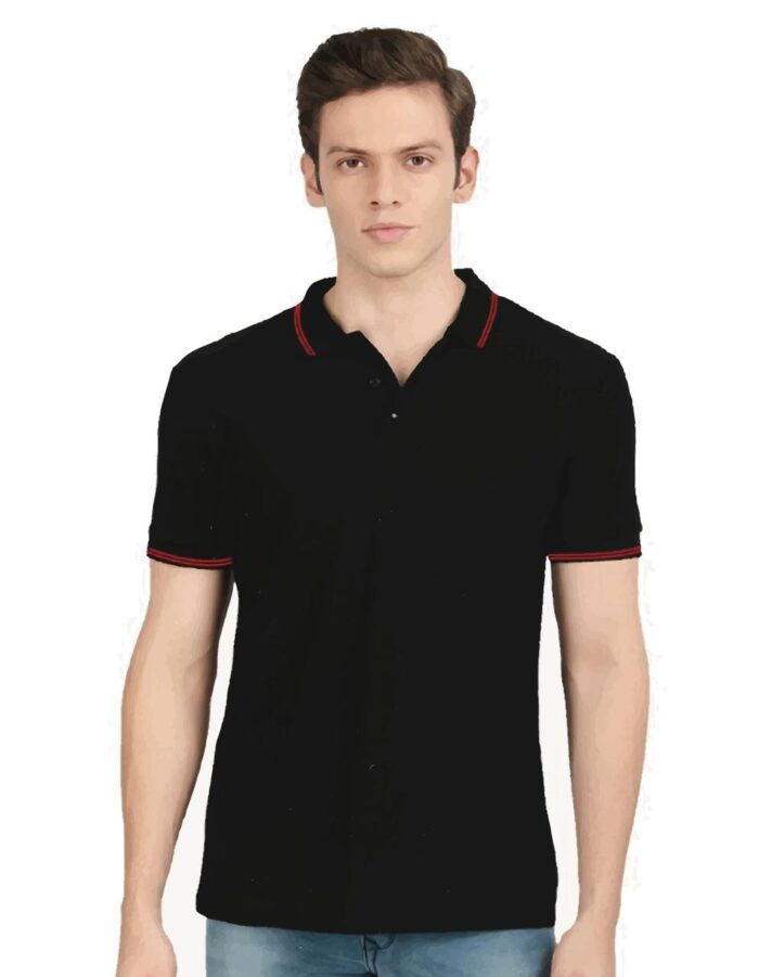 Black with Red Tipping Polo T-Shirt