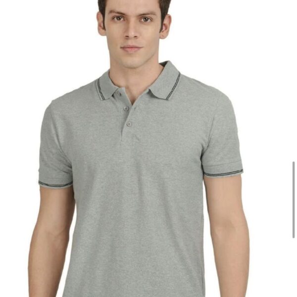 Light Gray With Black Tipping Polo T-Shirt