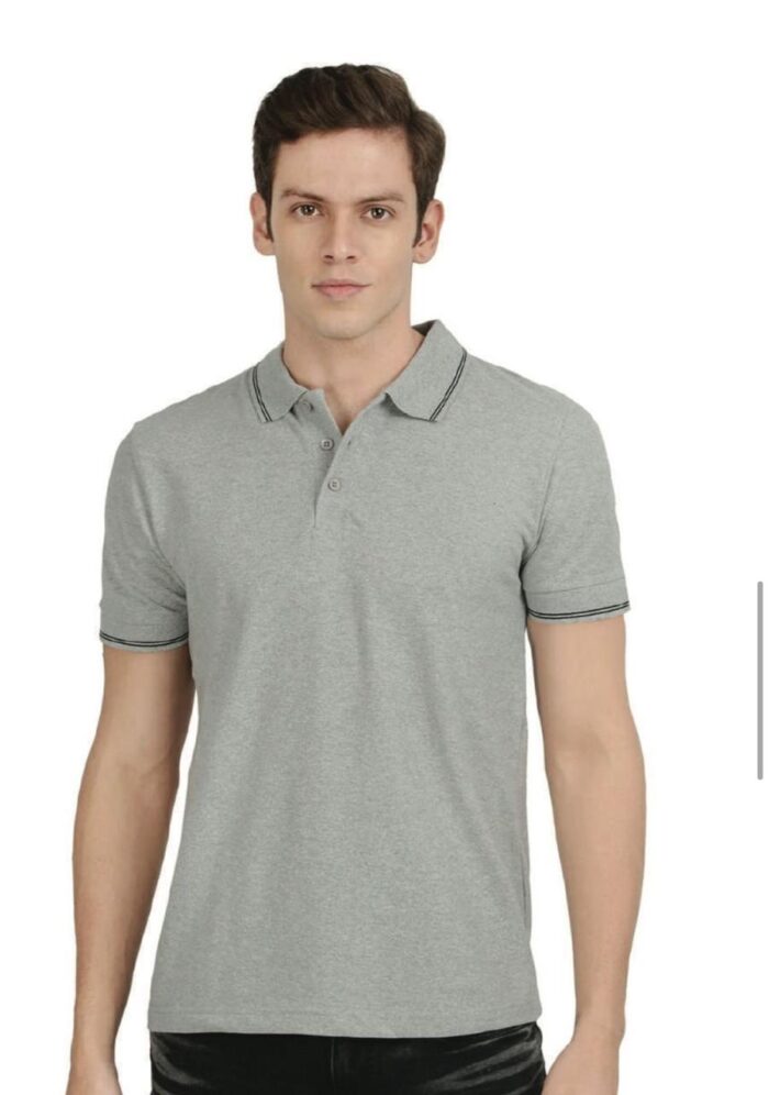 Light Gray With Black Tipping Polo T-Shirt