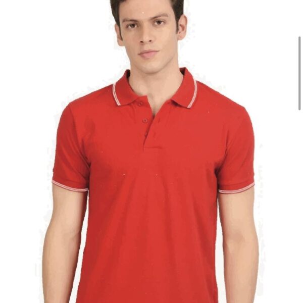 Red With White Tipping Polo T-Shirt