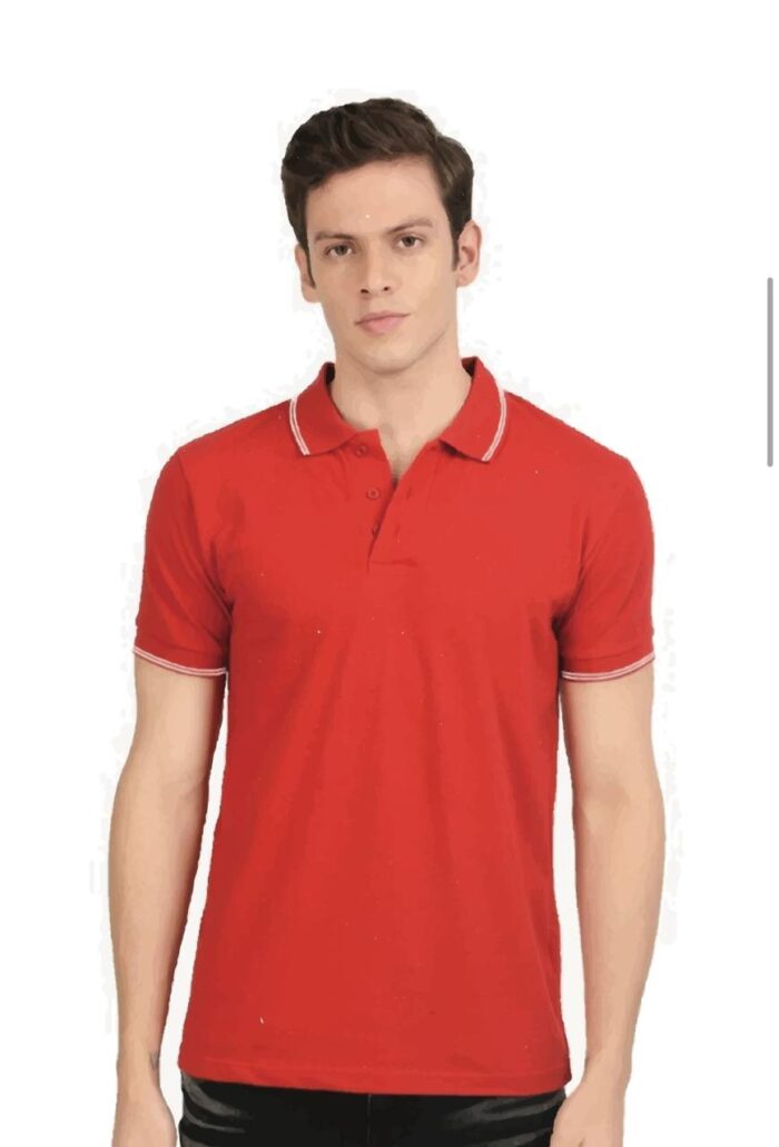 Red With White Tipping Polo T-Shirt